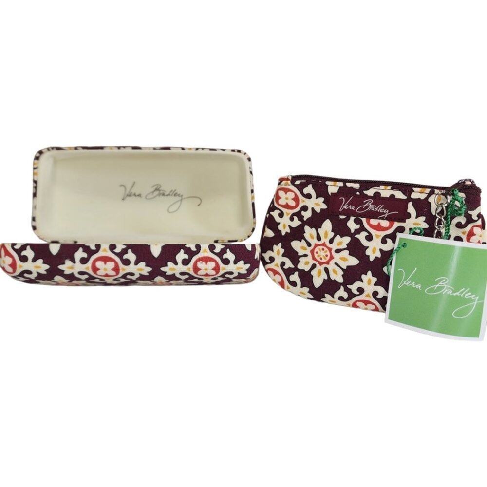 Vera Bradley‎ Eyeglass Case And Clip Zip ID Wallet Medallion Pattern